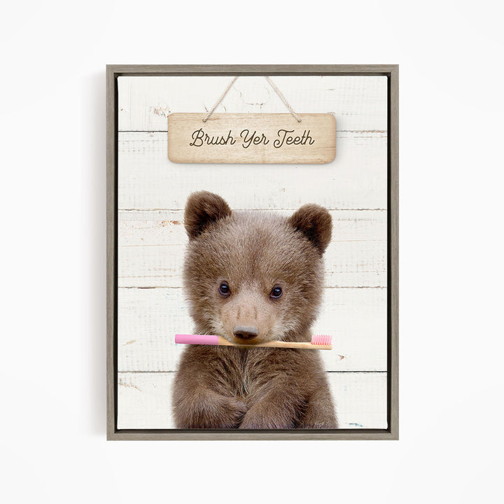 Bear Cub "Brush yer teeth" - Bathroom Shiplap