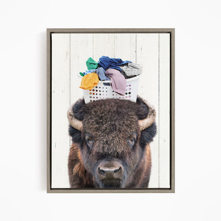 Bison with Laundry Basket - Farmhouse Wall