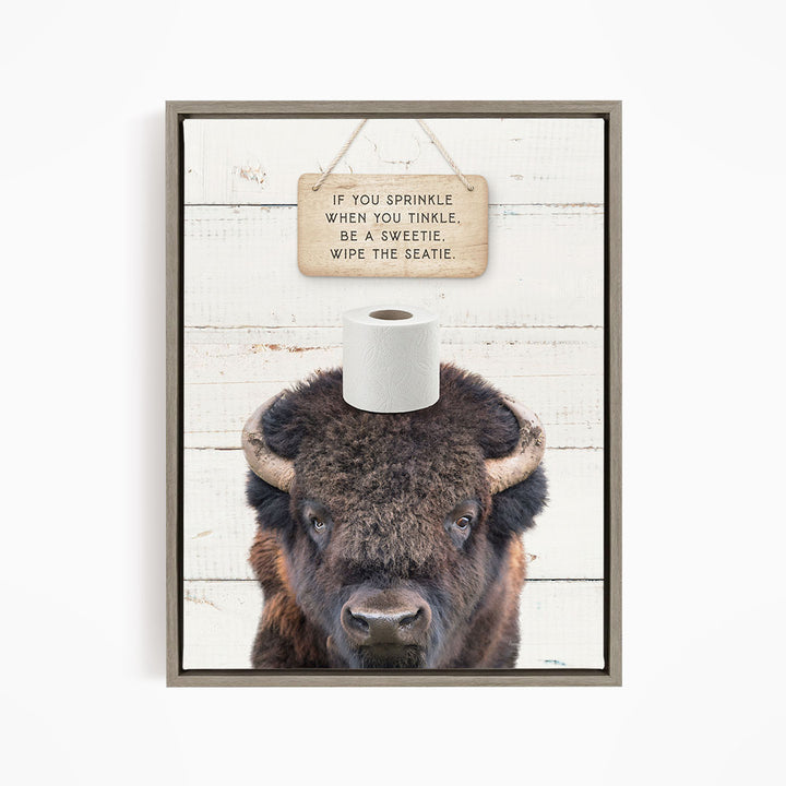 Bison "If you sprinkle when you tinkle..." - Bathroom Shiplap