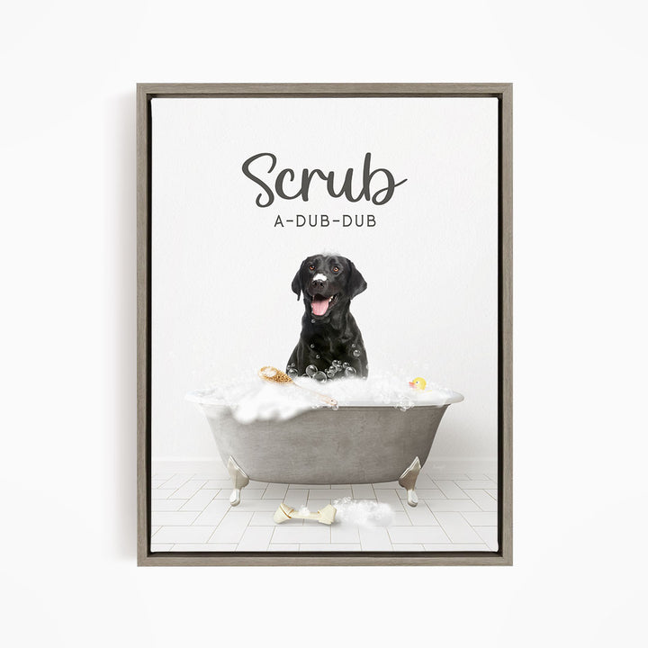 Black Lab Scrub A-Dub-Dub in Simple Gray Bath