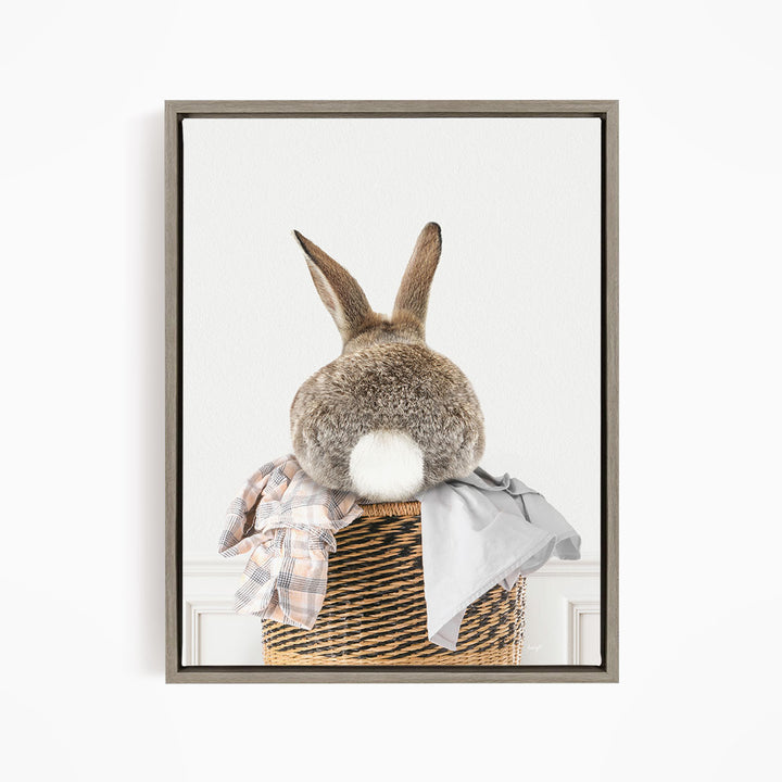 Bunnytail in Laundry Basket - Simple White Wall