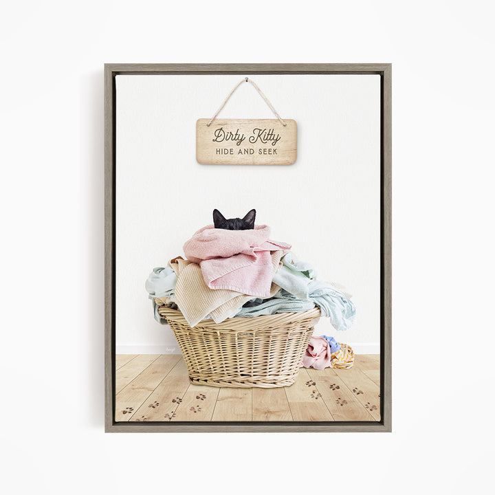 Dirty Kitty in Laundry Basket - Scandi Floor