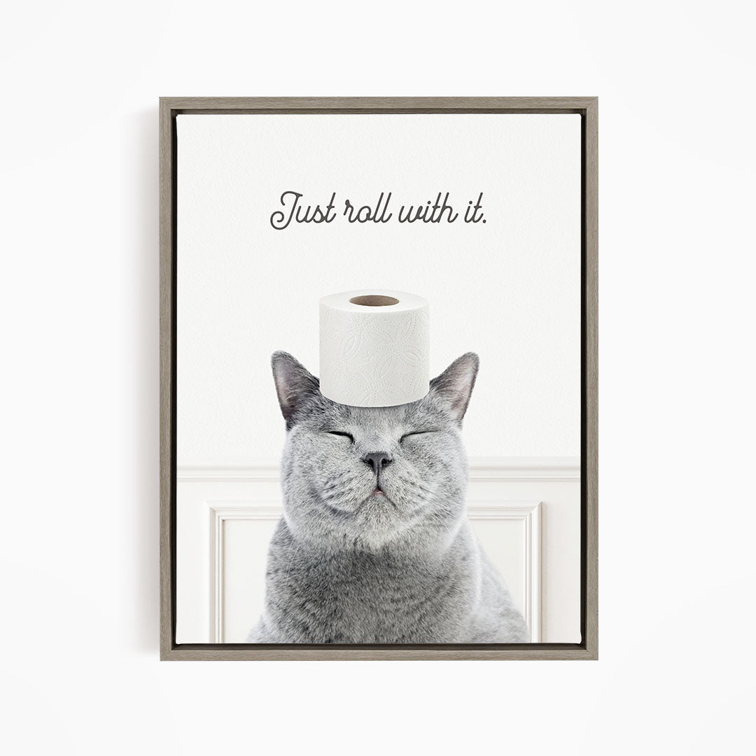 Cat "Just roll with it" - Bathroom Simple White