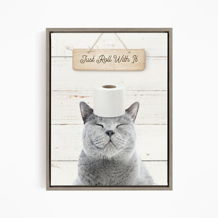 Cat "Just roll with it" - Bathroom Shiplap