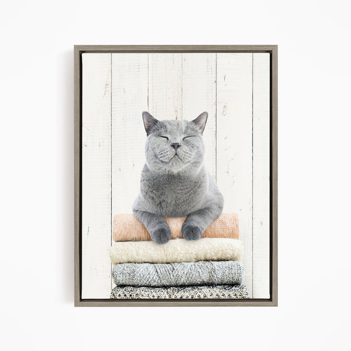 Cat on Sweaters - Farmhouse Wall