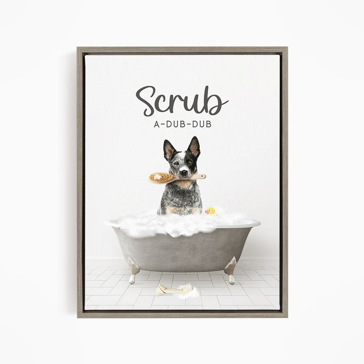 Cattle Dog Scrub A-Dub-Dub in Simple Gray Bath