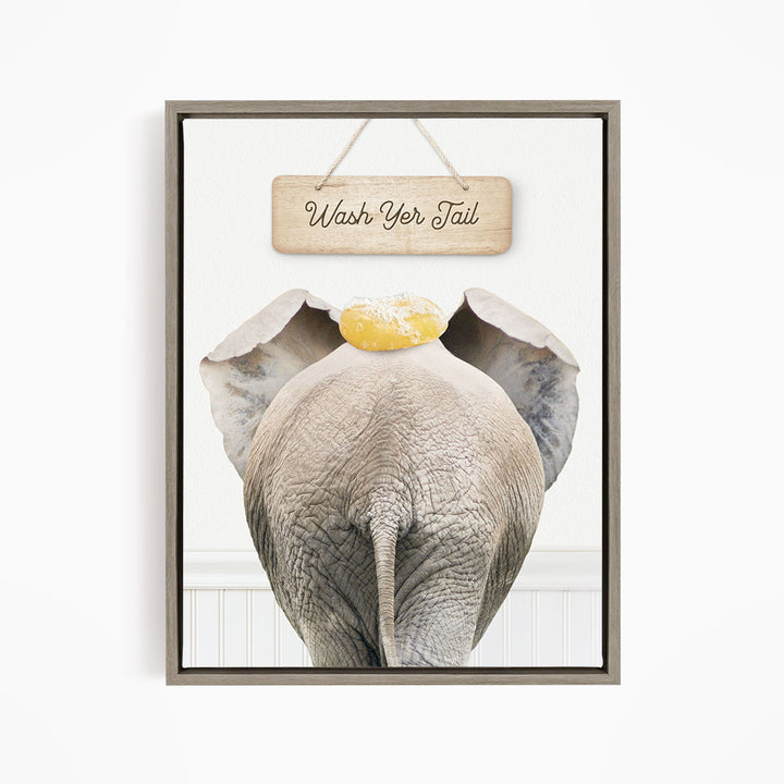 Elephant "Wash yer tail" - Bathroom Cottage White