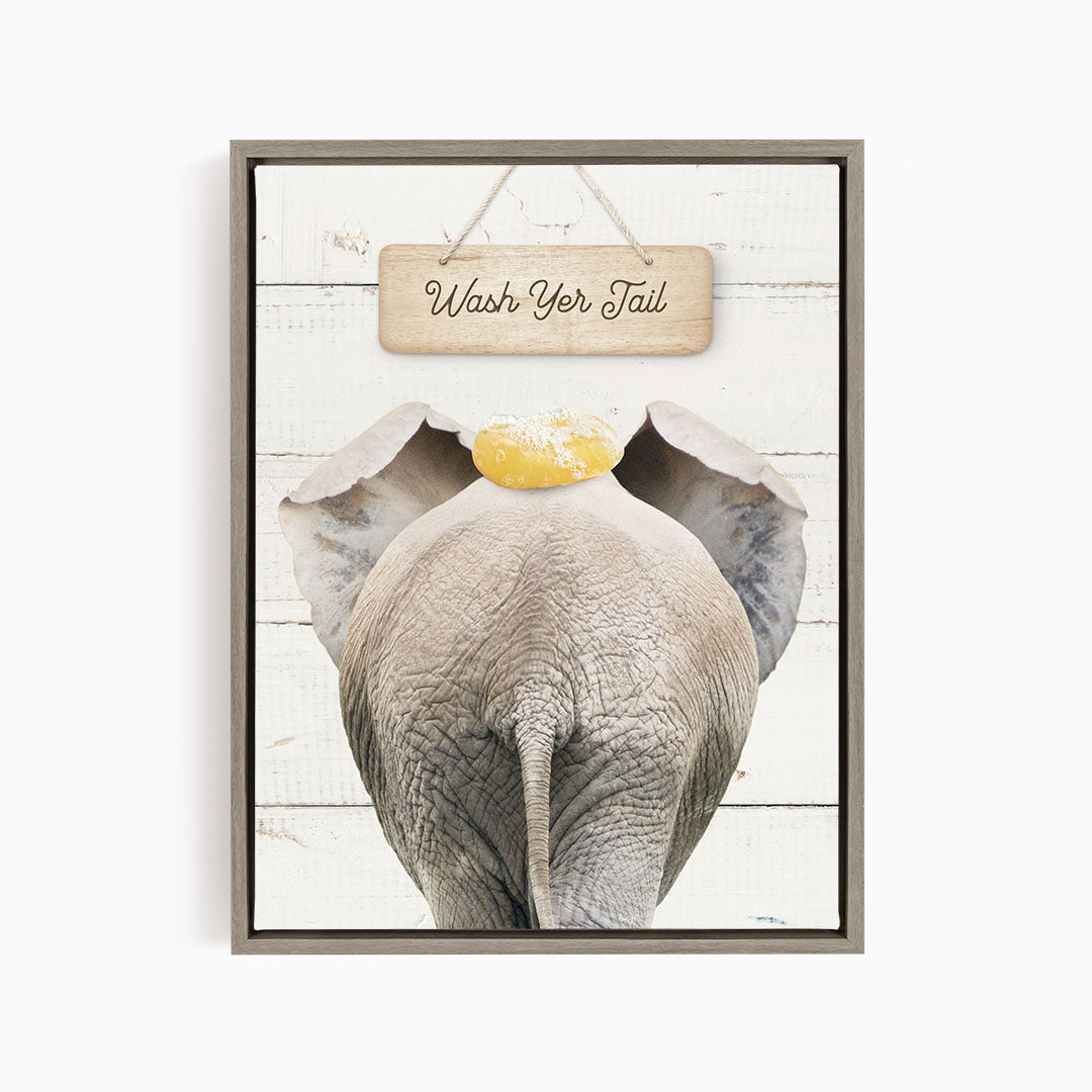 Elephant "Wash yer tail" - Bathroom Shiplap