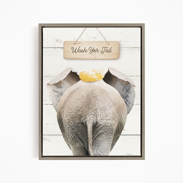 Elephant "Wash yer tail" - Bathroom Shiplap