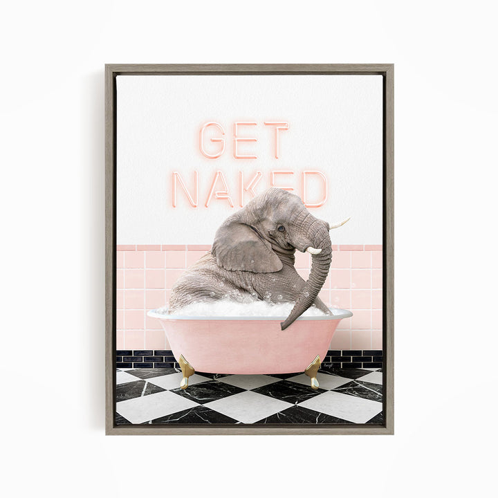 Young Elephant in Pink Get Naked Bath
