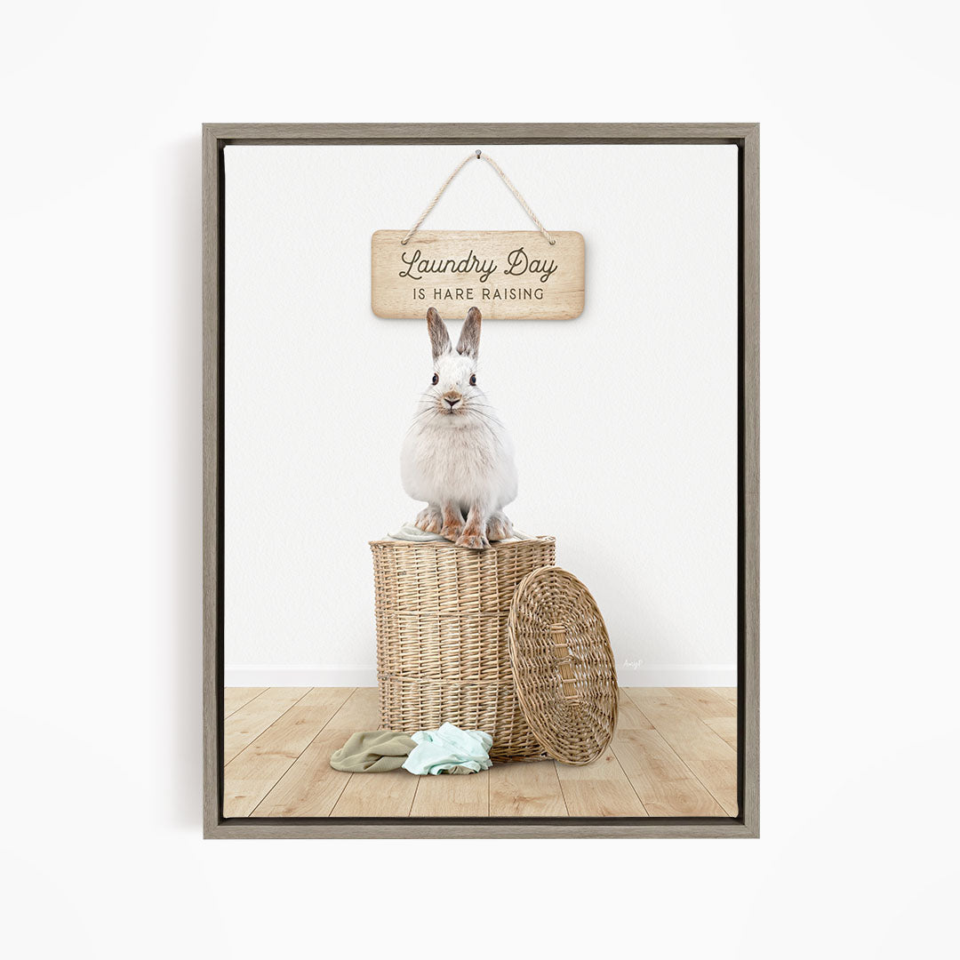 Snowshoe Hare on Laundry Basket - Scandi Floor