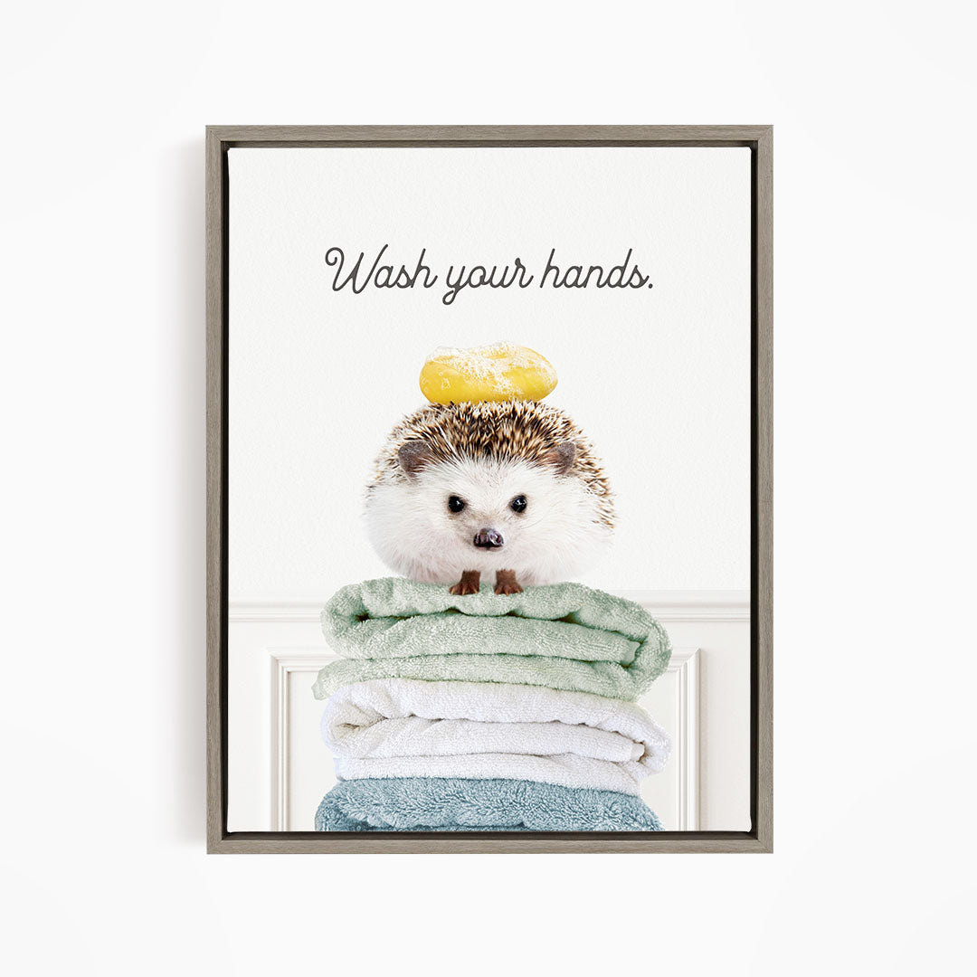 Hedgehog "Wash yer hands" - Bathroom Simple White