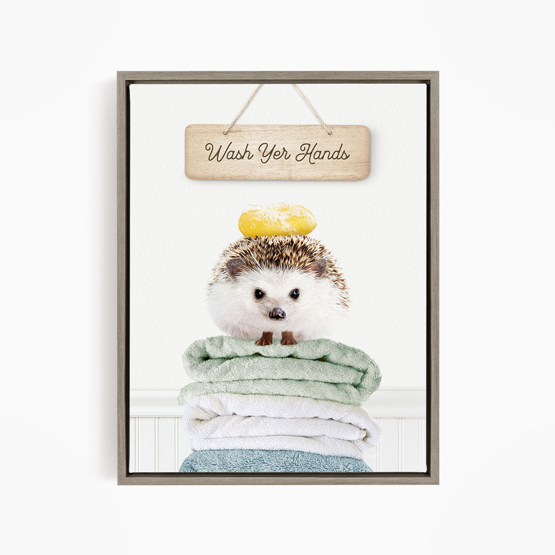 Hedgehog "Wash yer hands" - Bathroom Cottage White