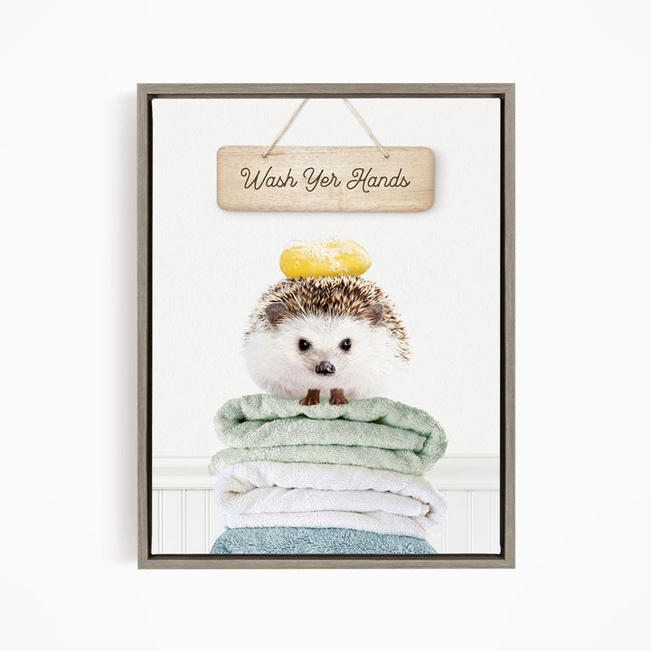 Hedgehog "Wash yer hands" - Bathroom Cottage White