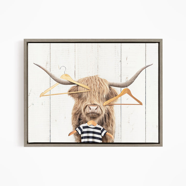 Highland Cow with Clothes Hangers - Farmhouse Wall