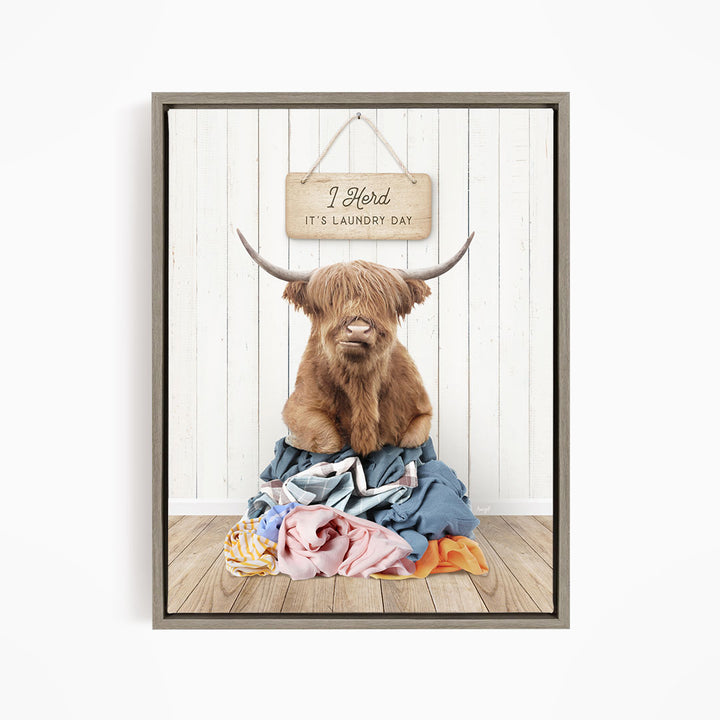 Highland Cow I Herd It's Laundry Day - Farmhouse Floor