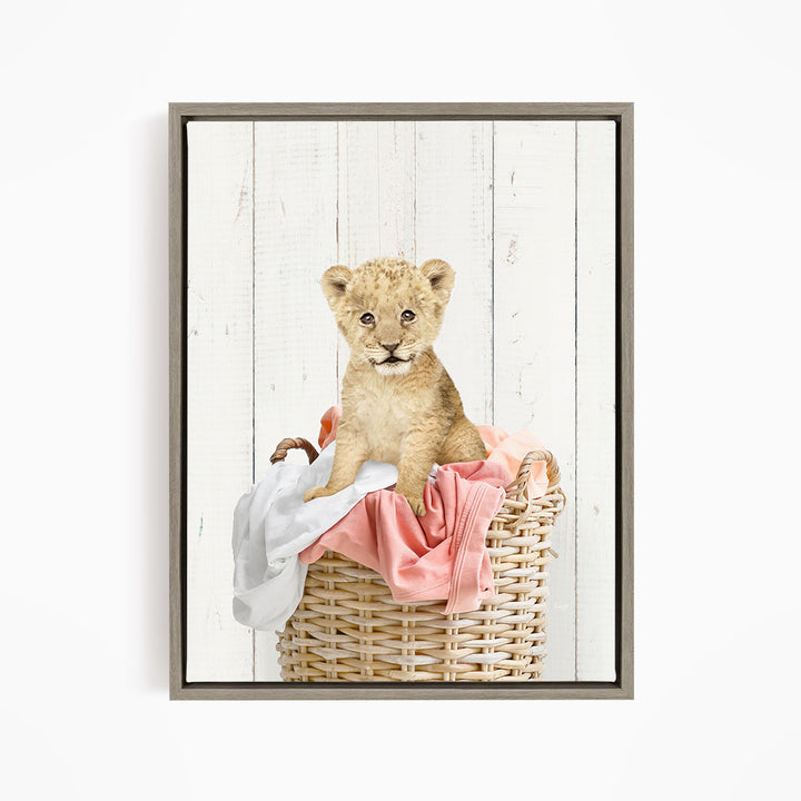 Lion Cub in Laundry Basket - Farmhouse Wall