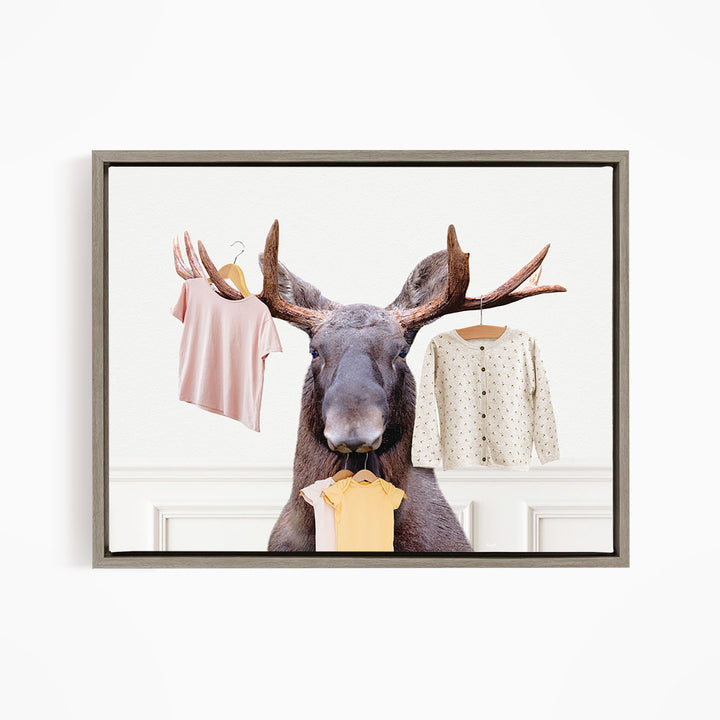 Moose with Clothes Hangers - Simple White Wall