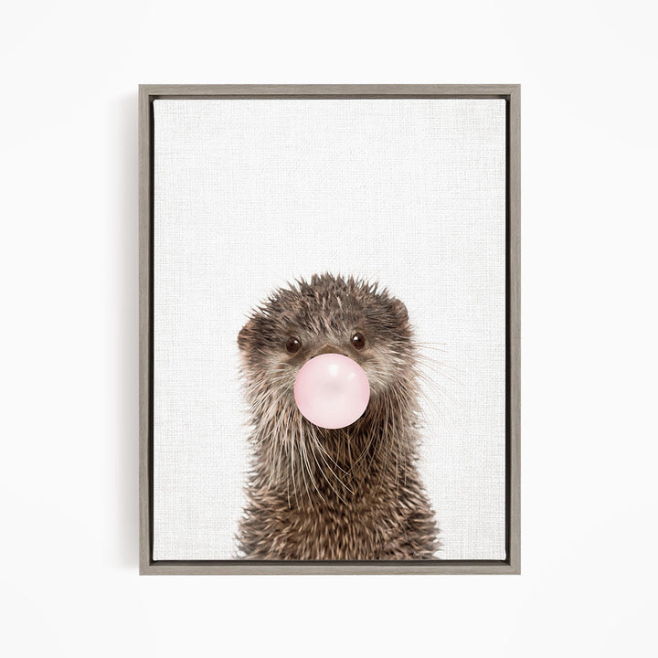 Baby Otter Blowing Pink Bubble Gum
