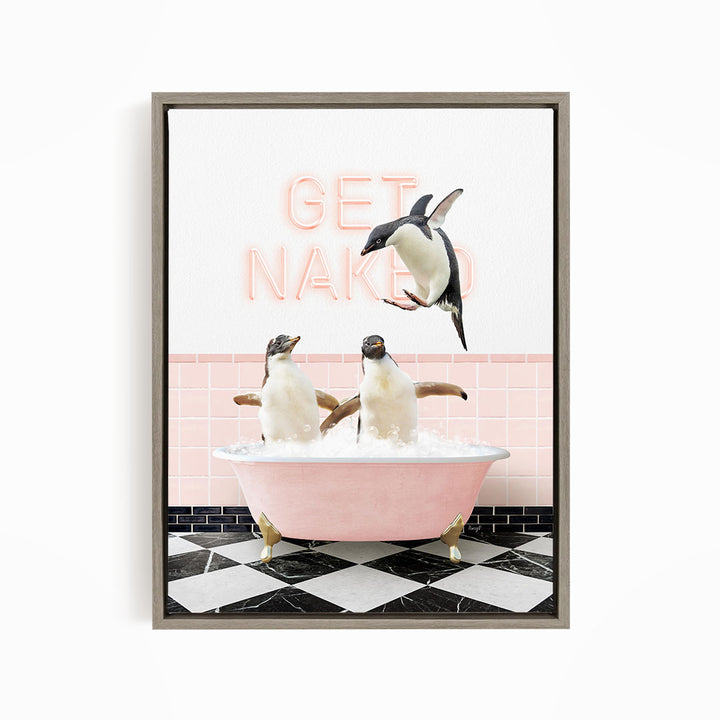 Penguins in Pink Get Naked Bath