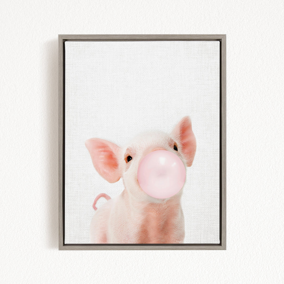 Baby Piglet Blowing Pink Bubble Gum