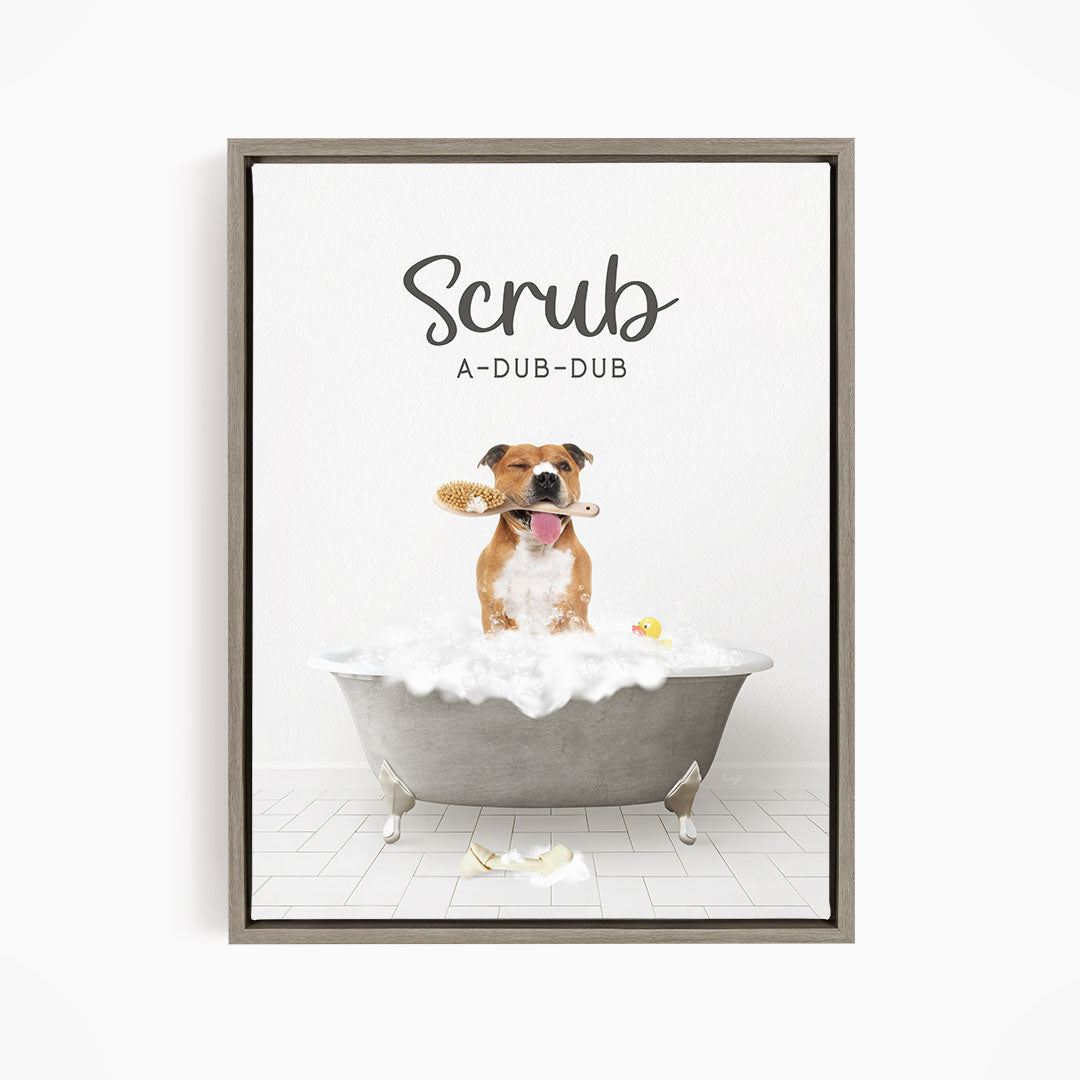 Pitbull Scrub A-Dub-Dub in Simple Gray Bath