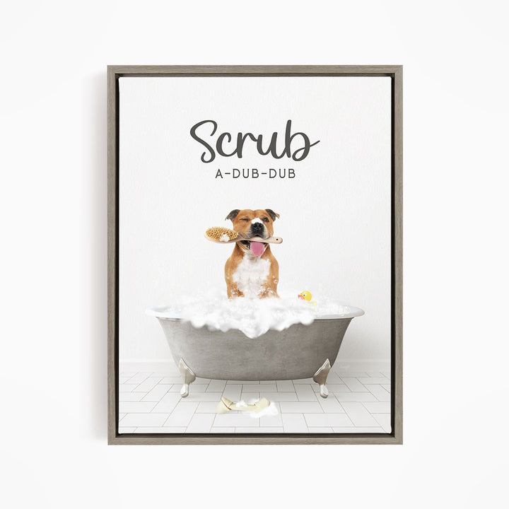 Pitbull Scrub A-Dub-Dub in Simple Gray Bath