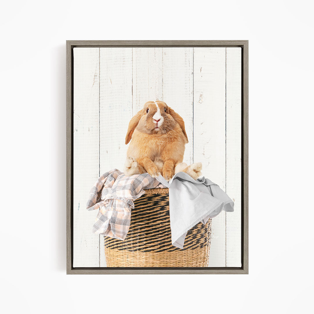 Pudgy Bunny in Laundry Basket - Farmhouse Wall