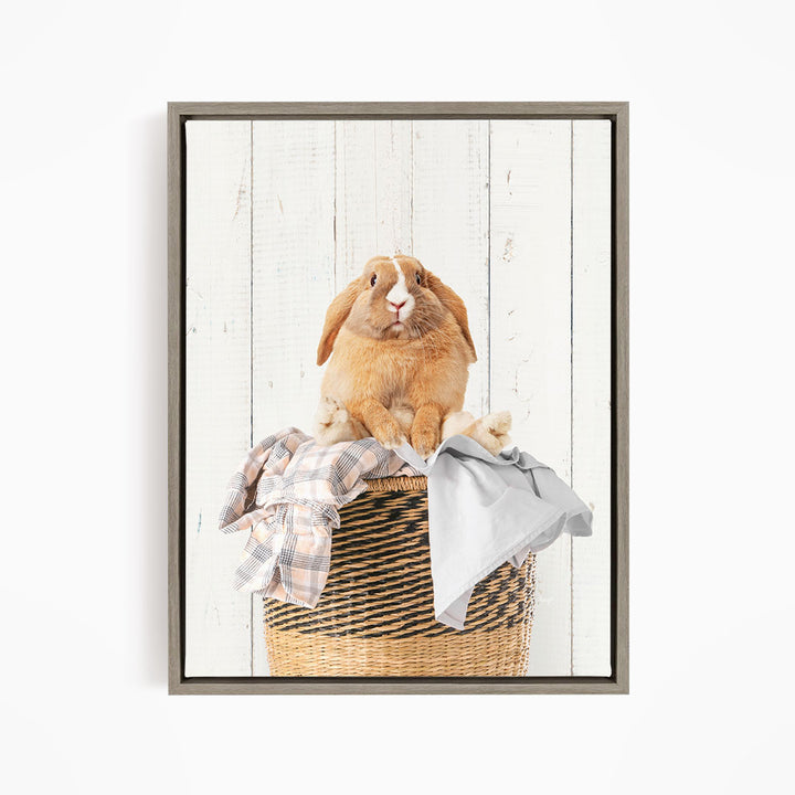 Pudgy Bunny in Laundry Basket - Farmhouse Wall