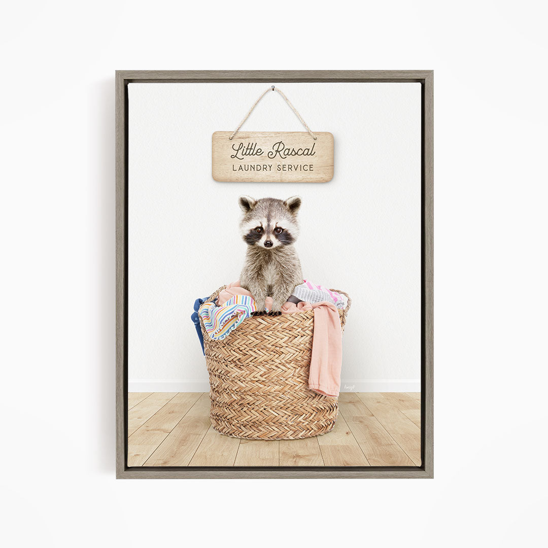 Raccoon in Laundry Basket - Scandi Floor