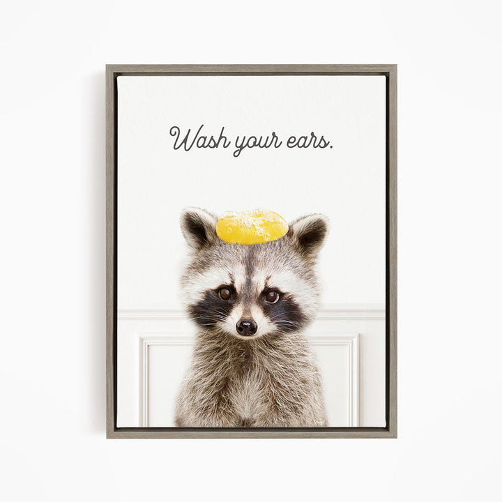 Raccoon "Wash yer face" - Bathroom Simple White