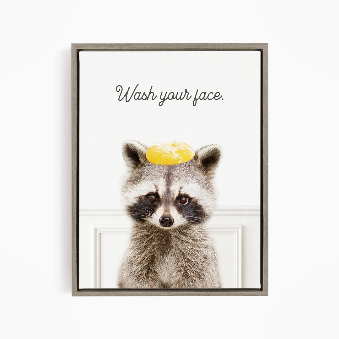 Raccoon "Wash yer face" - Bathroom Simple White