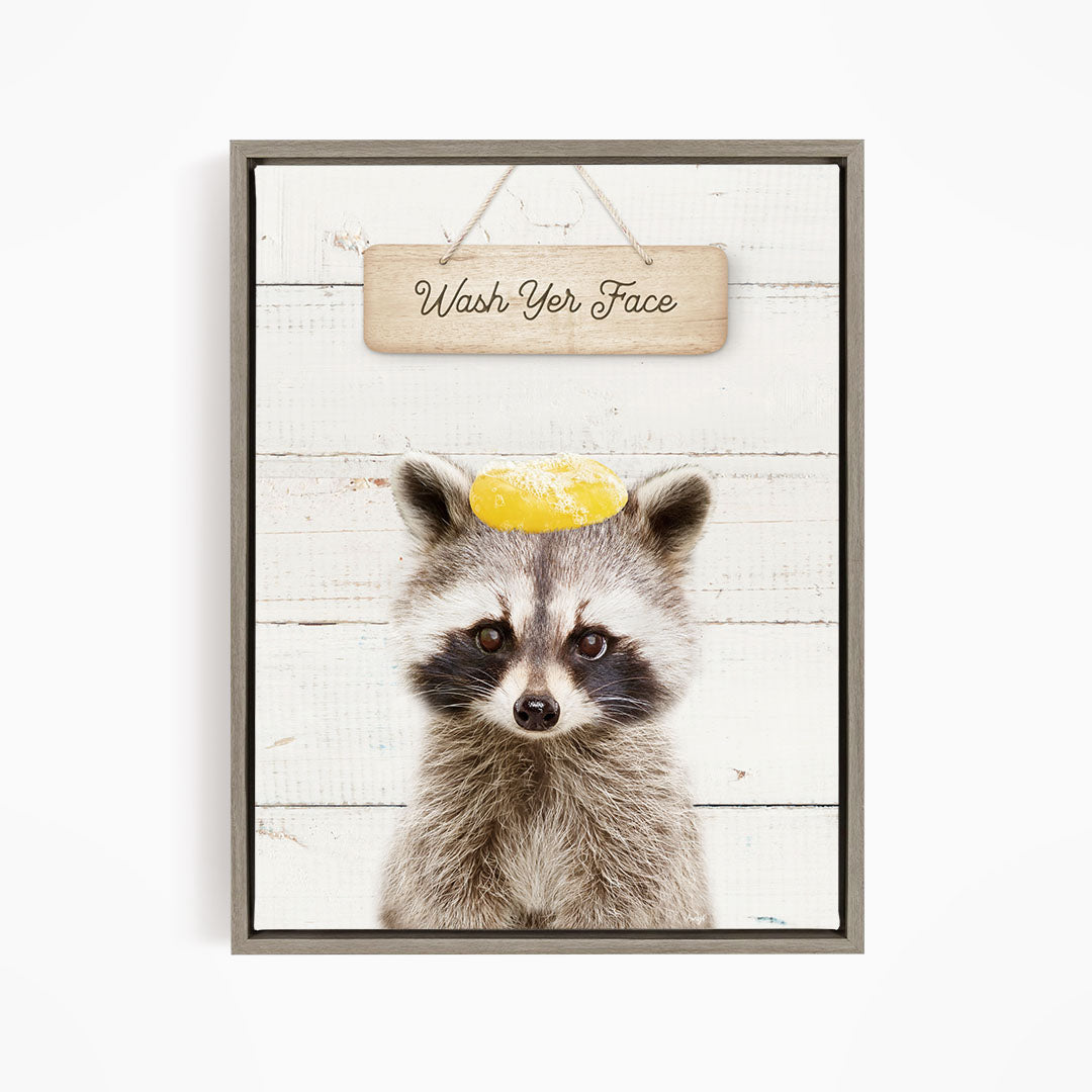 Raccoon "Wash yer face" - Bathroom Shiplap