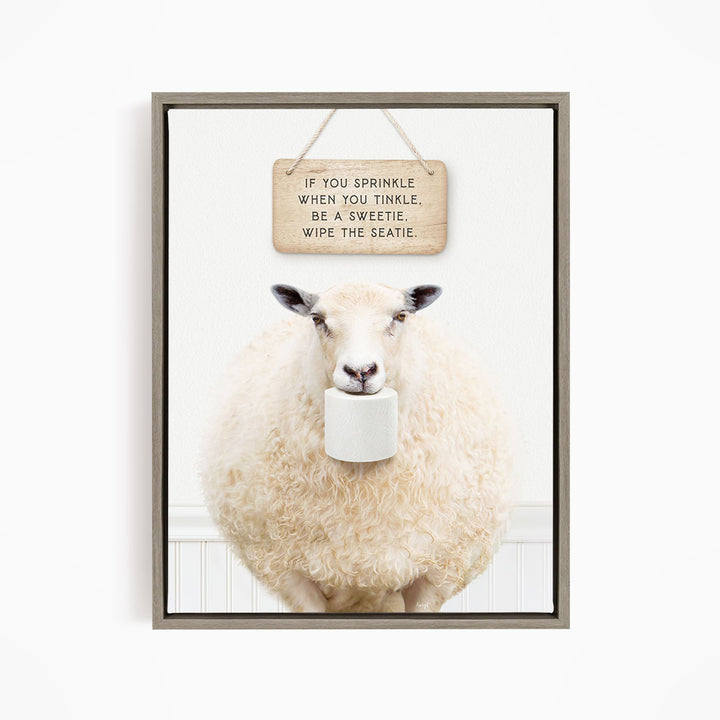 Sheep "If you sprinkle when you tinkle..." - Bathroom Cottage White
