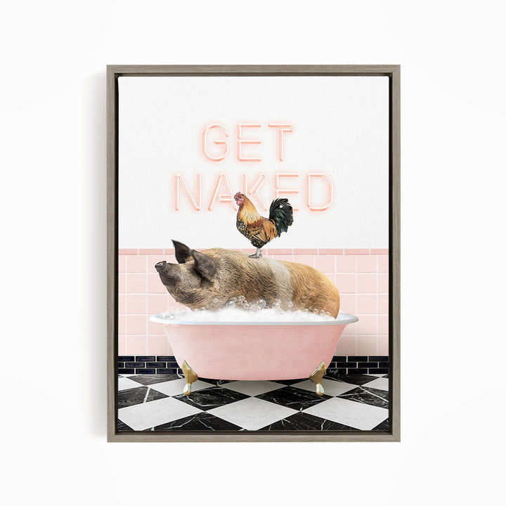 Hog and Rooster in Pink Get Naked Bath