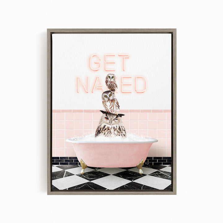 Stacked Owls in Pink Get Naked Bath