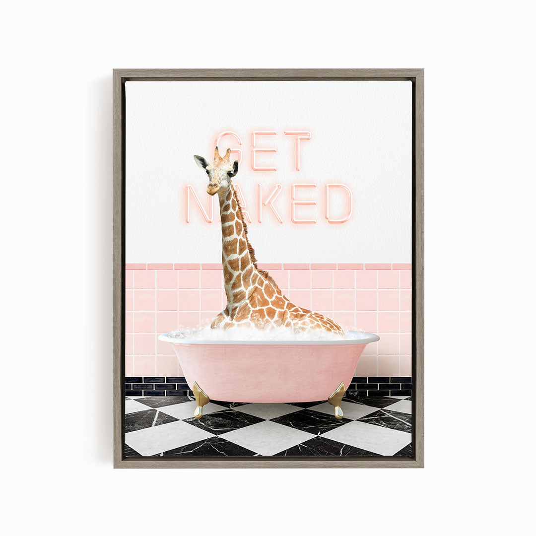 Tall Giraffe in Pink Get Naked Bath
