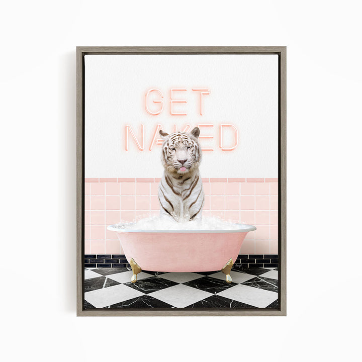 White Tiger in Pink Get Naked Bath