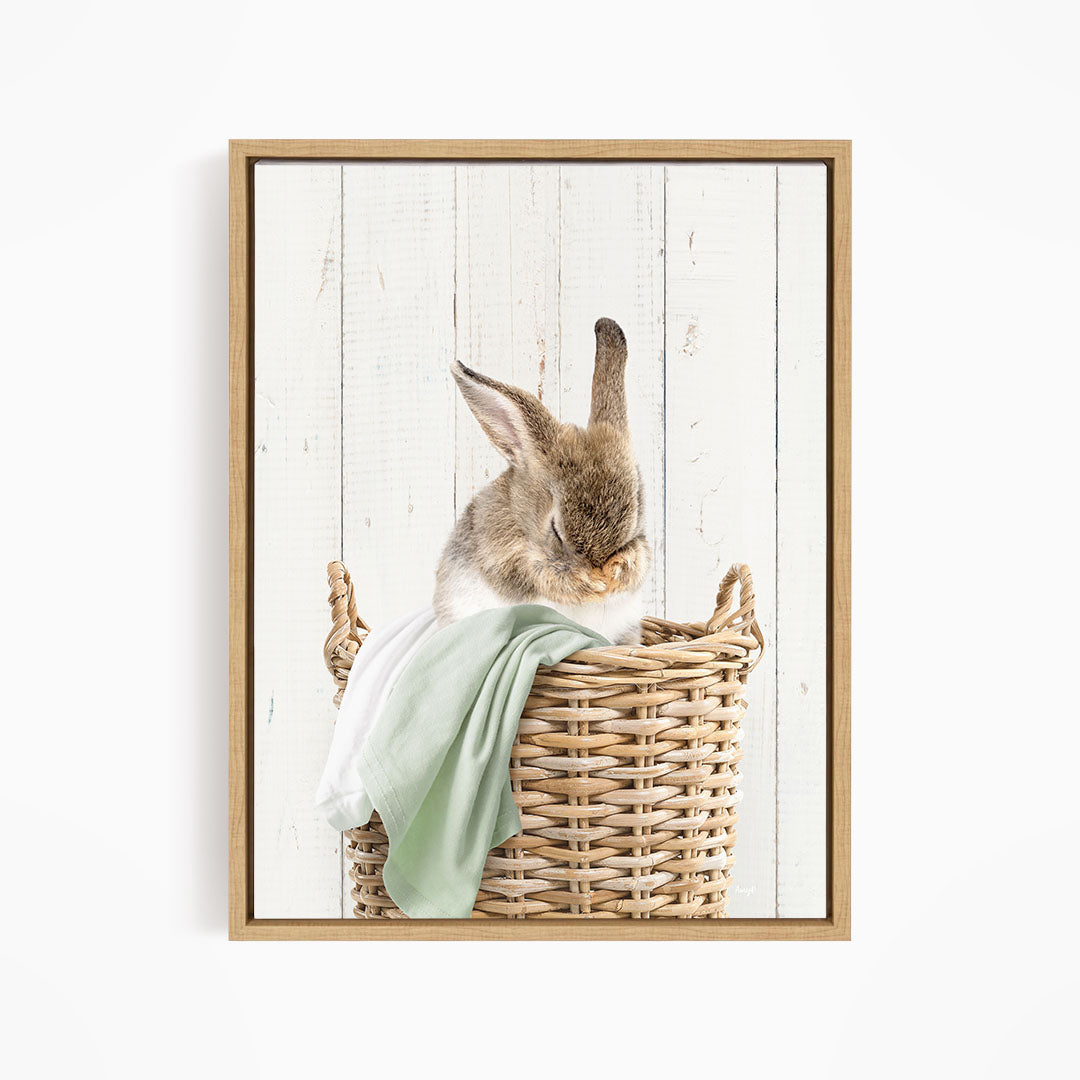Bashful Bunny in Laundry Basket - Farmhouse Wall