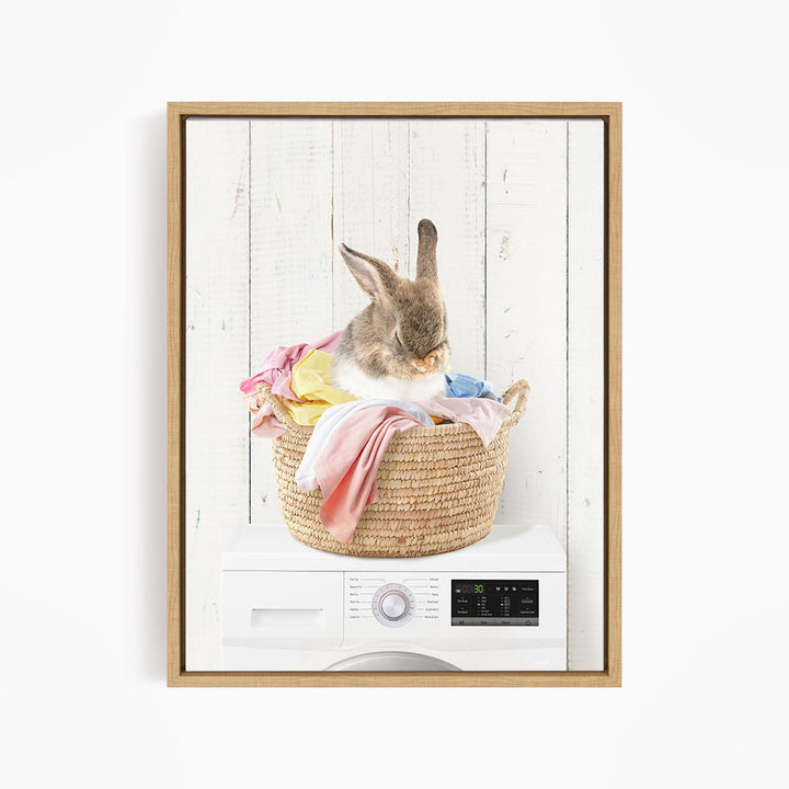 Bashful Bunny in Laundry Basket on Washing Machine- Farmhouse Wall