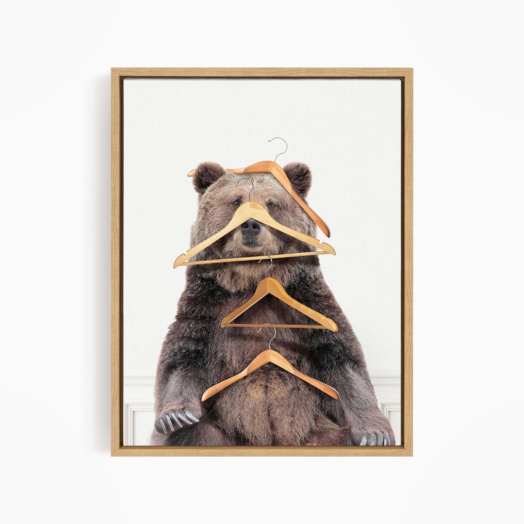 Bear with Clothes Hangers - Simple White Wall