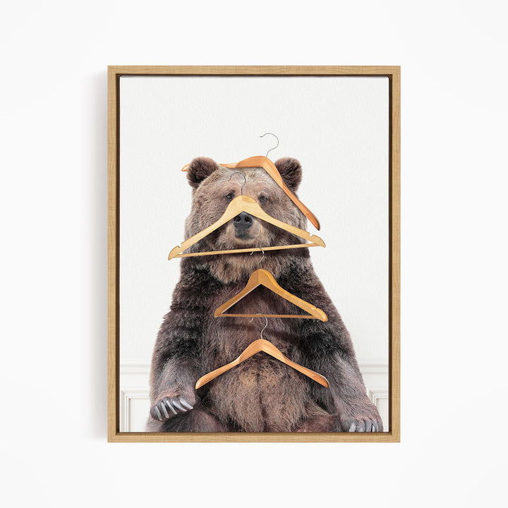 Bear with Clothes Hangers - Simple White Wall