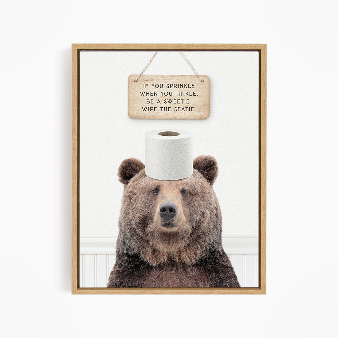 Bear "If you sprinkle when you tinkle..." - Bathroom Cottage White