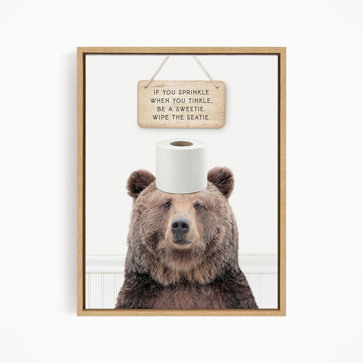 Bear "If you sprinkle when you tinkle..." - Bathroom Cottage White