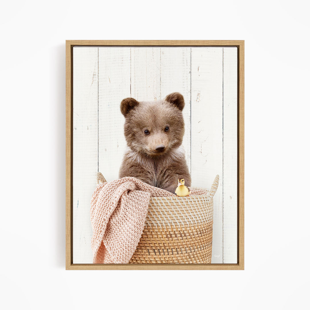 Bear Cub in Laundry Basket - Farmhouse Wall