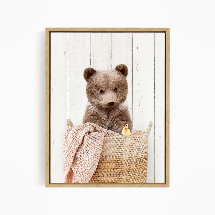 Bear Cub in Laundry Basket - Farmhouse Wall