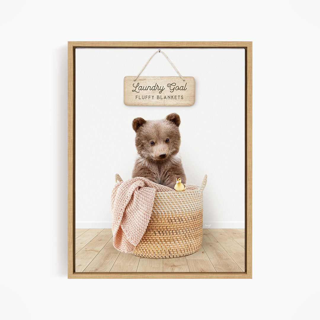 Bear Cub in Laundry Basket - Scandi Floor