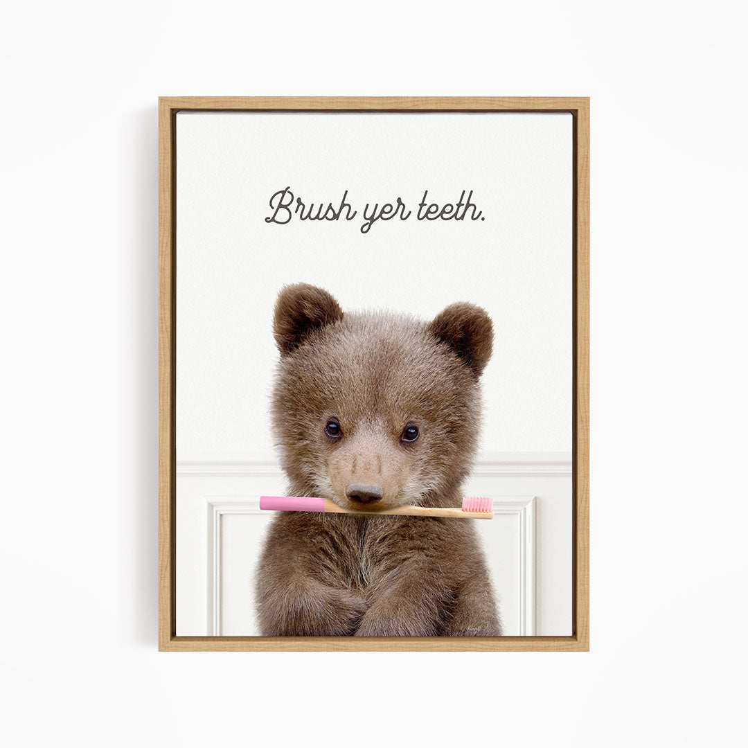 Bear Cub "Brush yer teeth" - Bathroom Simple White
