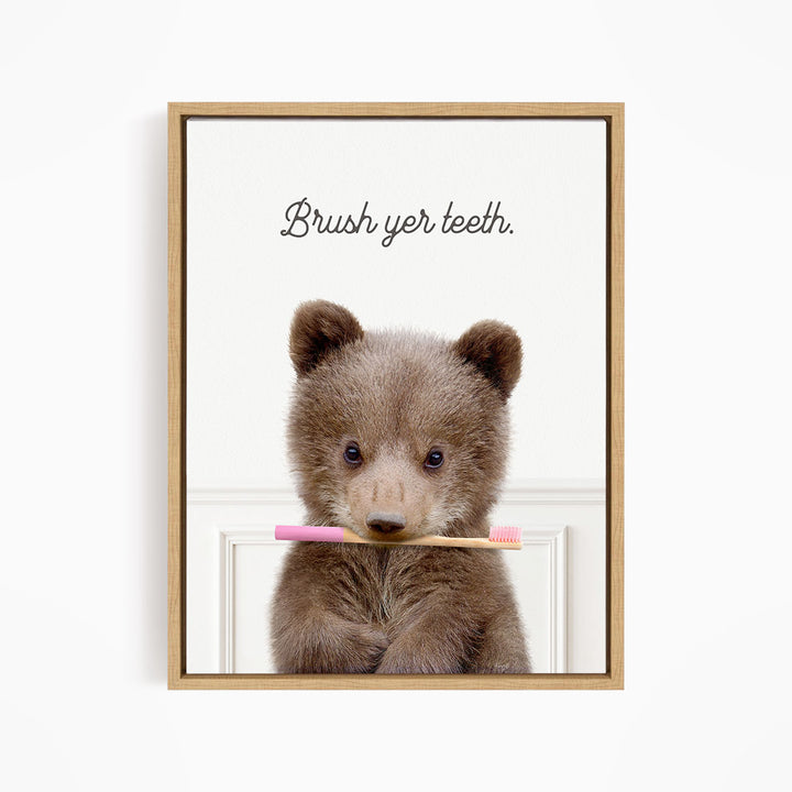 Bear Cub "Brush yer teeth" - Bathroom Simple White