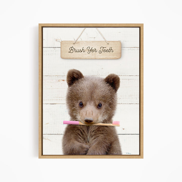 Bear Cub "Brush yer teeth" - Bathroom Shiplap
